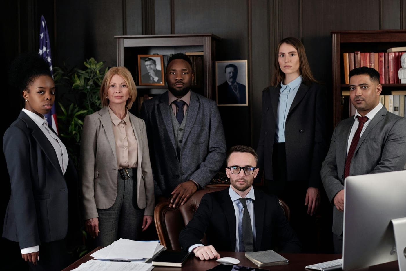 Legal professionals in a law firm office